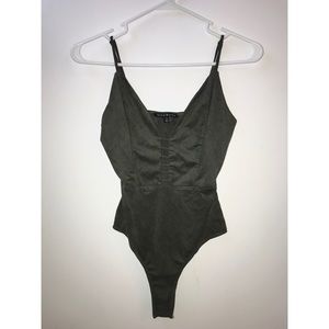 Suede Ladder-Front Bodysuit